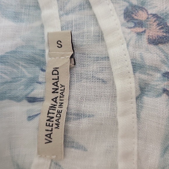 Valentina Naldi Blue Teal Tropical Floral Linen Dress | Small | Made in Italy - Picture 6 of 7